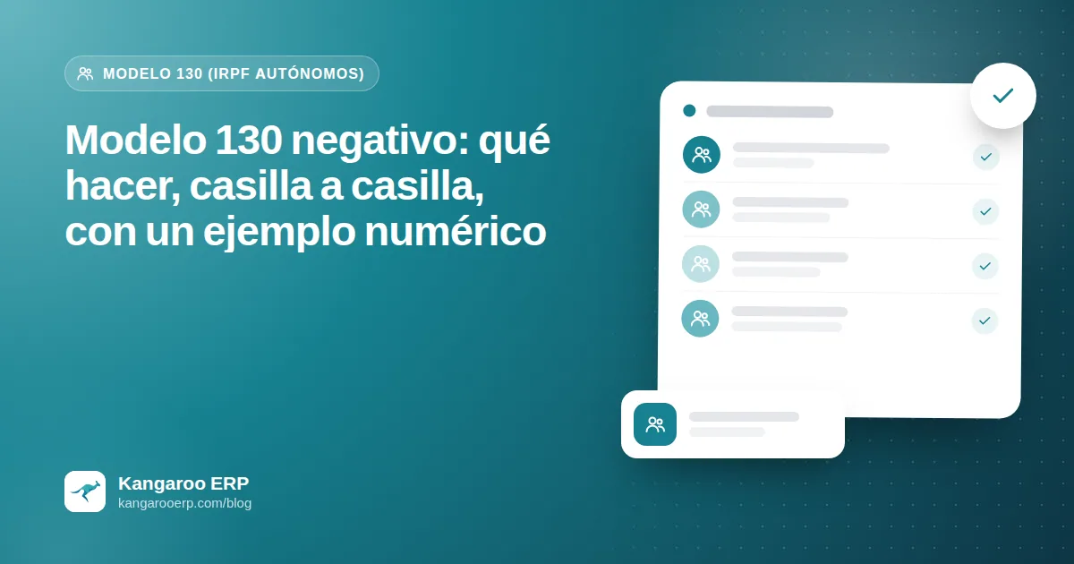Modelo 130 negativo: qué hacer, casilla a casilla, con un ejemplo numérico