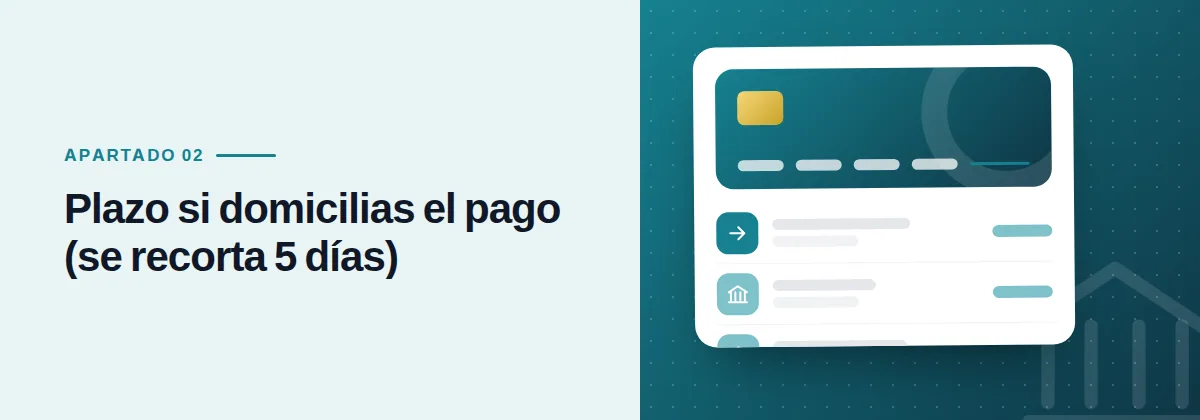 Plazo si domicilias el pago (se recorta 5 días)