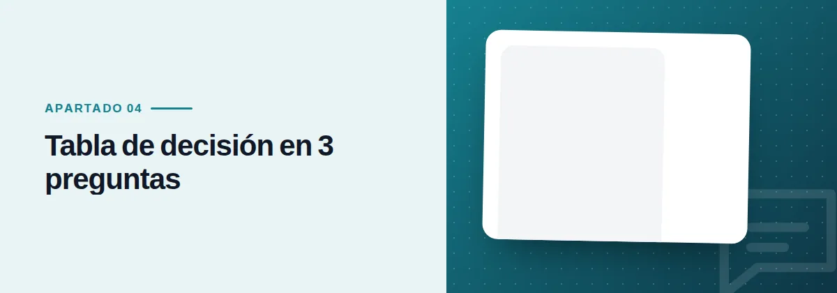 Tabla de decisión en 3 preguntas